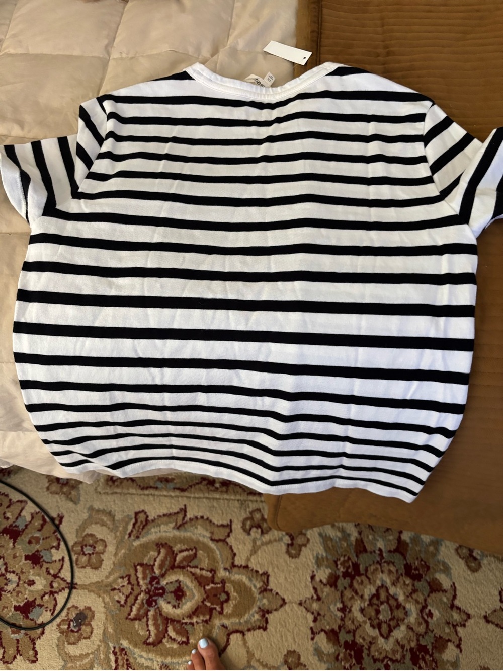 Madewell Black and White Striped Crewneck Tee - Picture 3 of 4